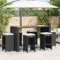Preview: ARDEBO.de - Garten-Barhocker mit Kissen 6 Stk. Schwarz Poly Rattan
