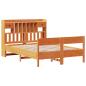 Preview: Massivholzbett mit Regal ohne Matratze Wachsbraun 140x190 cm