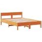 Preview: Massivholzbett mit Regal ohne Matratze Wachsbraun 140x190 cm