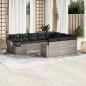 Preview: ARDEBO.de - 11-tlg. Garten-Sofagarnitur mit Kissen Hellgrau Poly Rattan