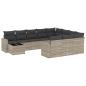 Preview: 11-tlg. Garten-Sofagarnitur mit Kissen Hellgrau Poly Rattan