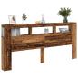 Preview: LED-Kopfteil Altholz-Optik 220x18,5x103,5 cm Holzwerkstoff