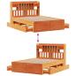 Preview: Massivholzbett mit Regal ohne Matratze Wachsbraun 140x190 cm