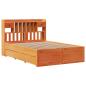Preview: Massivholzbett mit Regal ohne Matratze Wachsbraun 140x190 cm