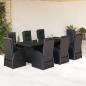 Preview: ARDEBO.de - 9-tlg. Garten-Essgruppe mit Kissen Schwarz Poly Rattan