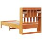 Preview: Massivholzbett mit Regal ohne Matratze Wachsbraun 100x200 cm