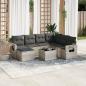 Preview: ARDEBO.de - 8-tlg. Garten-Sofagarnitur mit Kissen Hellgrau Poly Rattan