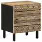 Preview: ARDEBO.de - Nachttisch Schwarz 40x33,5x46 cm Raues Mangoholz