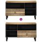 Preview: TV-Schrank Schwarz 80x33,5x46 cm Raues Mangoholz
