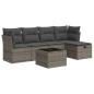 Preview: 6-tlg. Garten-Sofagarnitur mit Kissen Grau Poly Rattan