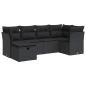 Preview: 6-tlg. Garten-Sofagarnitur mit Kissen Schwarz Poly Rattan