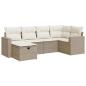 Preview: 6-tlg. Garten-Sofagarnitur mit Kissen Beige Poly Rattan