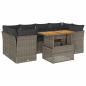 Preview: 7-tlg. Garten-Sofagarnitur mit Kissen Grau Poly Rattan