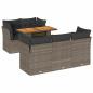 Preview: 6-tlg. Garten-Sofagarnitur mit Kissen Grau Poly Rattan