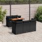 Preview: ARDEBO.de - 6-tlg. Garten-Sofagarnitur mit Kissen Schwarz Poly Rattan