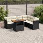 Preview: ARDEBO.de - 7-tlg. Garten-Sofagarnitur mit Kissen Schwarz Poly Rattan