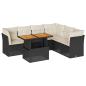 Preview: 7-tlg. Garten-Sofagarnitur mit Kissen Schwarz Poly Rattan