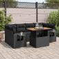 Preview: ARDEBO.de - 7-tlg. Garten-Sofagarnitur mit Kissen Schwarz Poly Rattan