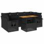 Preview: 7-tlg. Garten-Sofagarnitur mit Kissen Schwarz Poly Rattan