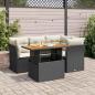 Preview: ARDEBO.de - 5-tlg. Garten-Sofagarnitur mit Kissen Schwarz Poly Rattan