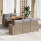 Preview: ARDEBO.de - 6-tlg. Garten-Sofagarnitur mit Kissen Beige Poly Rattan