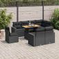 Preview: ARDEBO.de - 9-tlg. Garten-Sofagarnitur mit Kissen Schwarz Poly Rattan