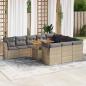 Preview: ARDEBO.de - 11-tlg. Garten-Sofagarnitur mit Kissen Beige Poly Rattan