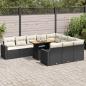 Preview: ARDEBO.de - 11-tlg. Garten-Sofagarnitur mit Kissen Schwarz Poly Rattan