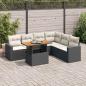 Preview: ARDEBO.de - 7-tlg. Garten-Sofagarnitur mit Kissen Schwarz Poly Rattan