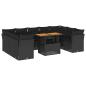 Preview: 10-tlg. Garten-Sofagarnitur mit Kissen Schwarz Poly Rattan