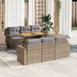 Preview: ARDEBO.de - 7-tlg. Garten-Sofagarnitur mit Kissen Beige Poly Rattan
