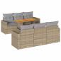 Preview: 7-tlg. Garten-Sofagarnitur mit Kissen Beige Poly Rattan