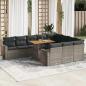 Preview: ARDEBO.de - 11-tlg. Garten-Sofagarnitur mit Kissen Grau Poly Rattan