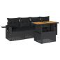 Preview: 5-tlg. Garten-Sofagarnitur mit Kissen Schwarz Poly Rattan