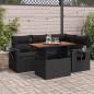 Preview: ARDEBO.de - 5-tlg. Garten-Sofagarnitur mit Kissen Schwarz Poly Rattan