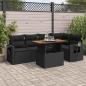 Preview: ARDEBO.de - 6-tlg. Garten-Sofagarnitur mit Kissen Schwarz Poly Rattan