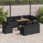 Preview: ARDEBO.de - 9-tlg. Garten-Sofagarnitur mit Kissen Schwarz Poly Rattan