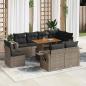 Preview: ARDEBO.de - 9-tlg. Garten-Sofagarnitur mit Kissen Grau Poly Rattan