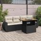 Preview: ARDEBO.de - 5-tlg. Garten-Sofagarnitur mit Kissen Schwarz Poly Rattan