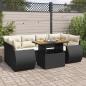 Preview: ARDEBO.de - 7-tlg. Garten-Sofagarnitur mit Kissen Schwarz Poly Rattan