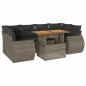 Preview: 7-tlg. Garten-Sofagarnitur mit Kissen Grau Poly Rattan