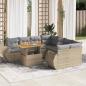 Preview: ARDEBO.de - 9-tlg. Garten-Sofagarnitur mit Kissen Beige Poly Rattan