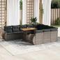 Preview: ARDEBO.de - 11-tlg. Garten-Sofagarnitur mit Kissen Grau Poly Rattan
