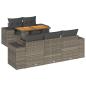 Preview: 6-tlg. Garten-Sofagarnitur mit Kissen Grau Poly Rattan