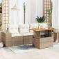 Preview: ARDEBO.de - 5-tlg. Garten-Sofagarnitur mit Kissen Beige Poly Rattan
