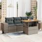 Preview: ARDEBO.de - 5-tlg. Garten-Sofagarnitur mit Kissen Grau Poly Rattan