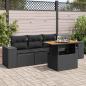 Preview: ARDEBO.de - 5-tlg. Garten-Sofagarnitur mit Kissen Schwarz Poly Rattan