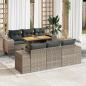 Preview: ARDEBO.de - 7-tlg. Garten-Sofagarnitur mit Kissen Grau Poly Rattan