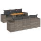 Preview: 7-tlg. Garten-Sofagarnitur mit Kissen Grau Poly Rattan