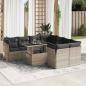 Preview: ARDEBO.de - 9-tlg. Garten-Sofagarnitur mit Kissen Grau Poly Rattan